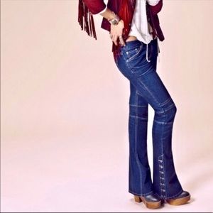 Free People Button Detail Moto Flare Jean Size 29